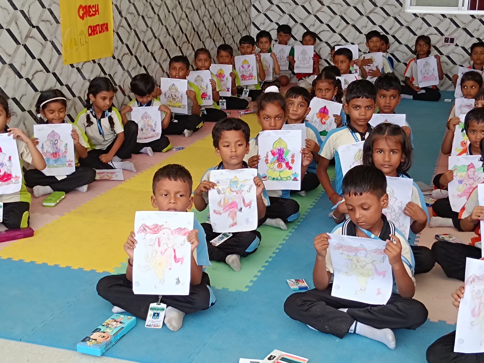 Students participating in an art activity